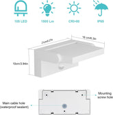 LED light fixture with specifications and dimensions on a white background